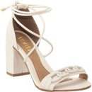 Sandália Amarração Salto Grosso Alto Blogueira Moda Corrente