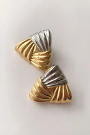 Brinco Trançado Triangular Maximalista com Mix de Banhos