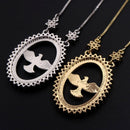 Colar Religioso Medalha Divino Espírito Santo com Zircônias