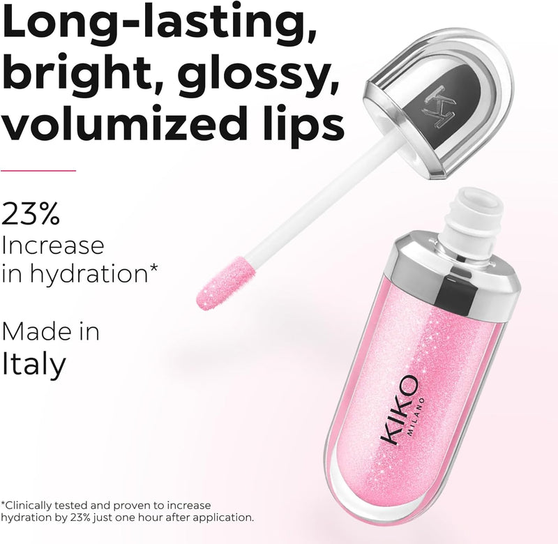 KIKO MILANO, 3D Hydra Lipgloss, Gloss Hidratante Para Os Lábios, Com Efeito 3D, Fórmula Com Extrato de Bidens