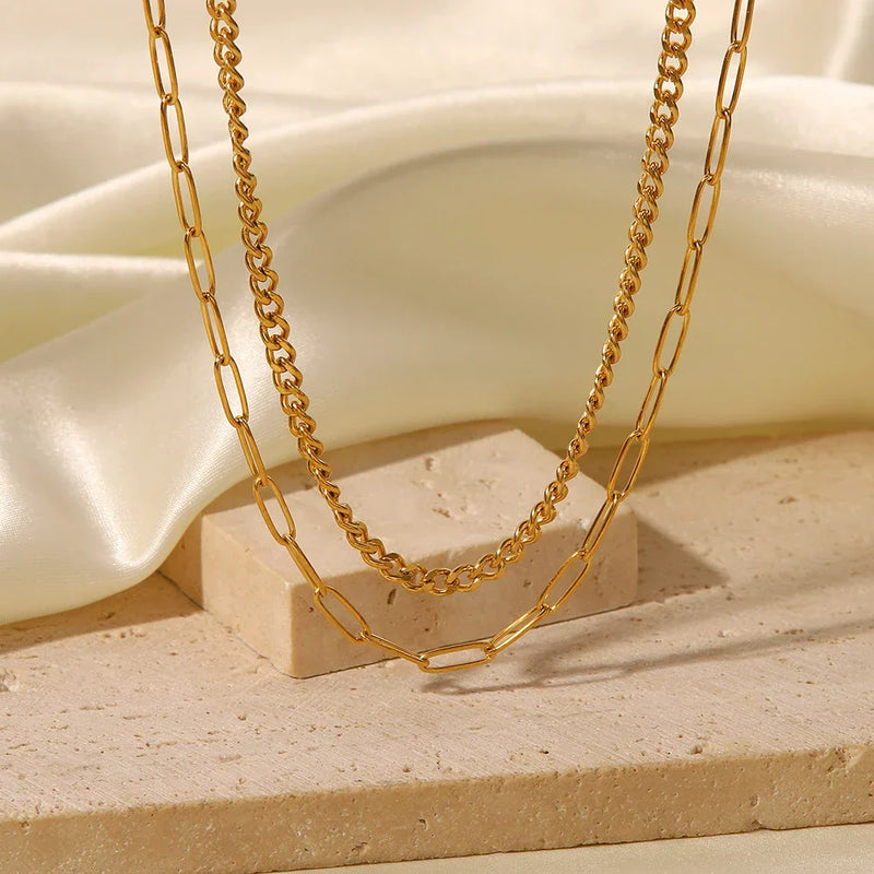 Colar Duplo Elo Groumet + Cartier Delicados