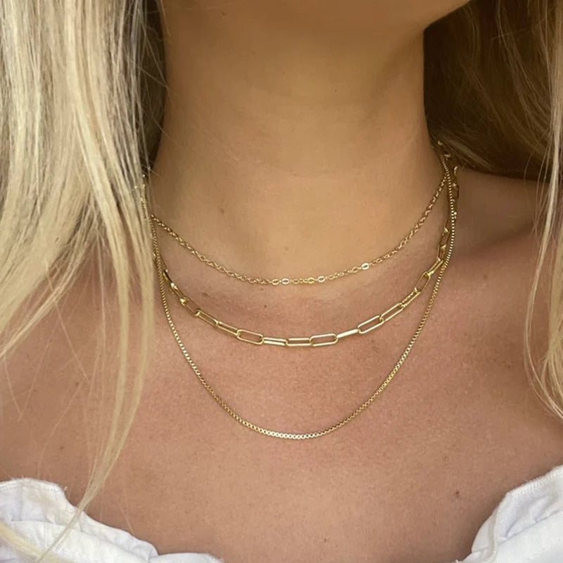 Colar Triplo Delicado Banhado a Ouro 18K