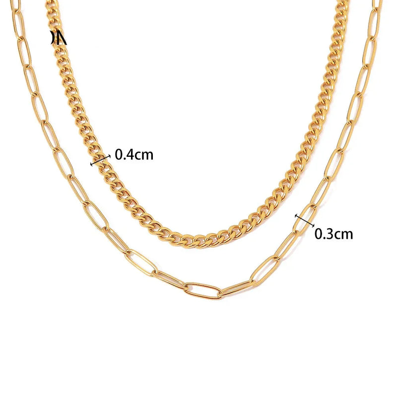 Colar Duplo Elo Groumet + Cartier Delicados