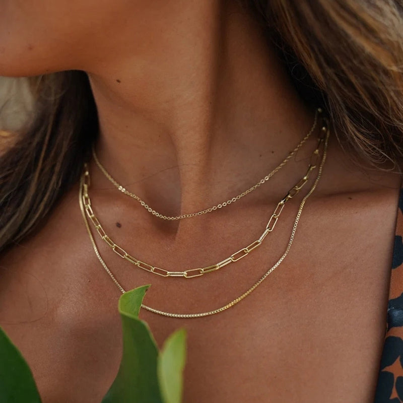 Colar Triplo Delicado Banhado a Ouro 18K
