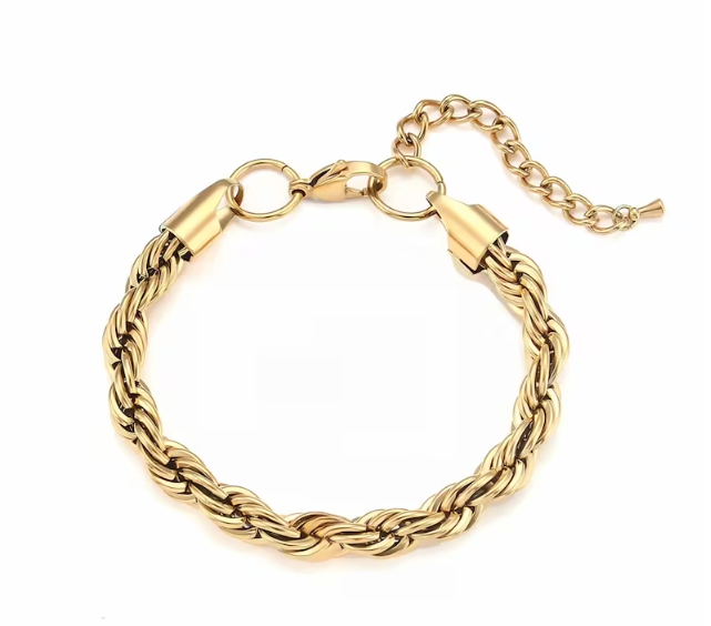 Pulseira Torcida Robusta Banhada a Ouro 18K