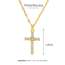 Colar Retrô Fé Cruz com Zircônias Banhado a Ouro 18K