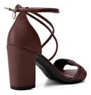 Sandália Amarração Salto Grosso Alto Blogueira Moda Corrente