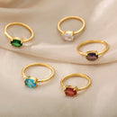 Aneis Elegantes com Pedras de Nascimento - Cada cor representa um mês