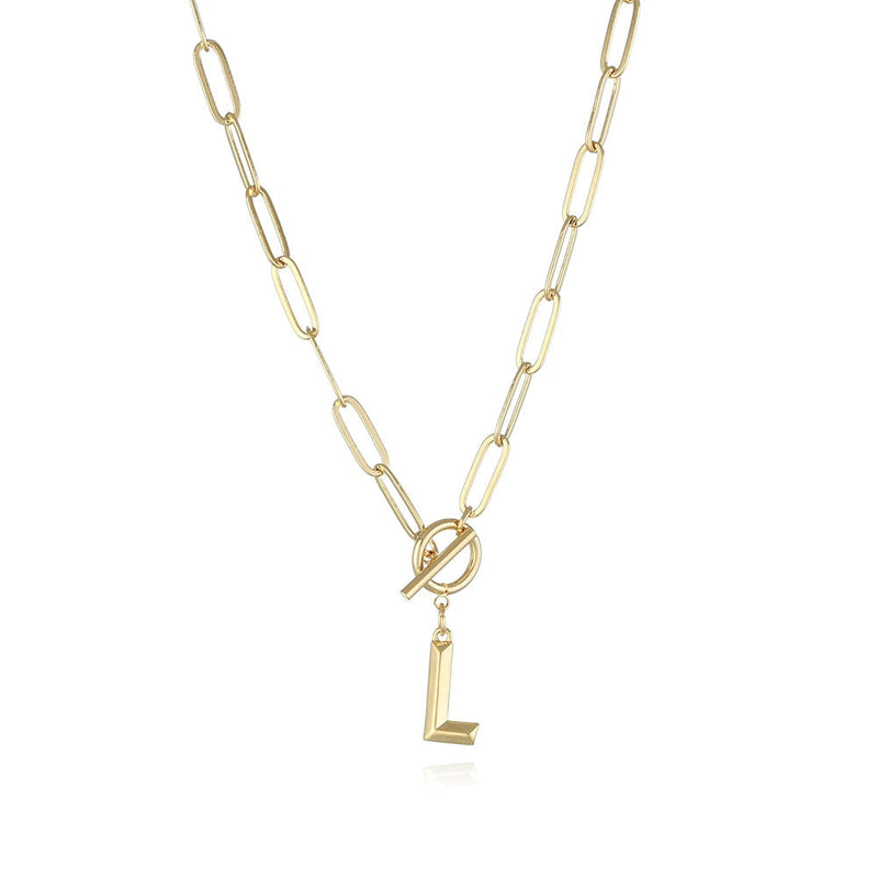 Colar de Letra Inicial com Corrente elos banhado a ouro 18K