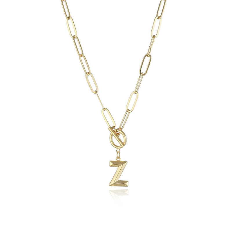 Colar de Letra Inicial com Corrente elos banhado a ouro 18K