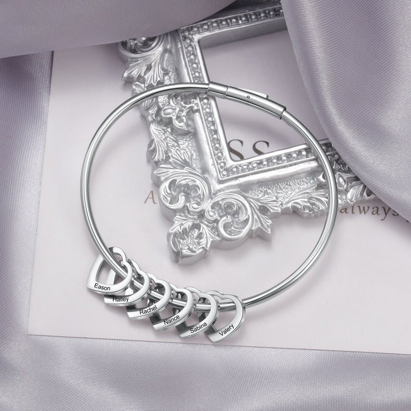 Pulseira de Coração - Nomes Personalizados (Gravada a Laser)