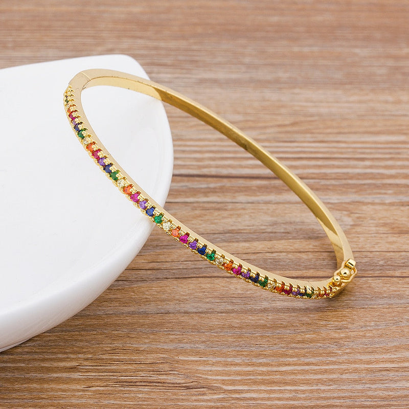 Pulseira Bracelete com Zircônias Coloridas