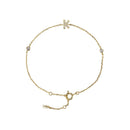 Pulseira com Letra em Zircônia em Prata 925 + Banho de Ouro 18k