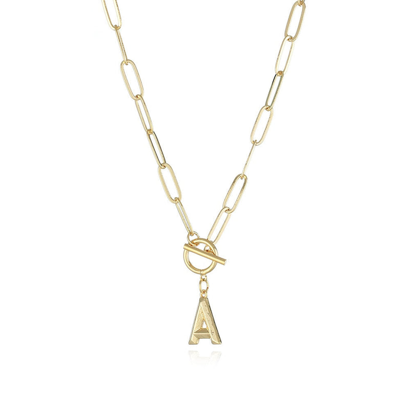 Colar de Letra Inicial com Corrente elos banhado a ouro 18K