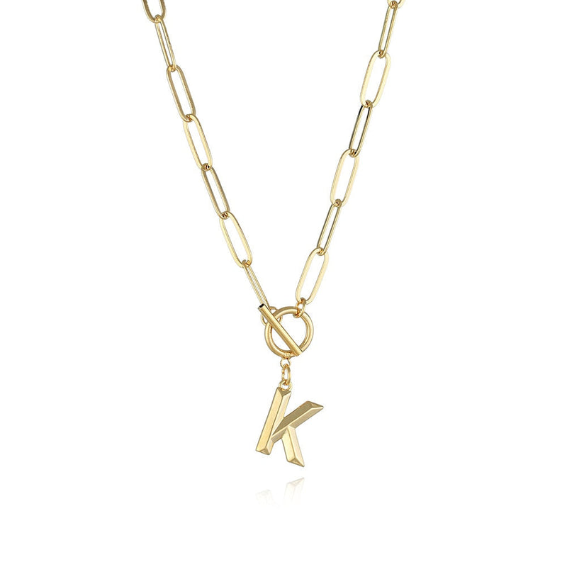 Colar de Letra Inicial com Corrente elos banhado a ouro 18K