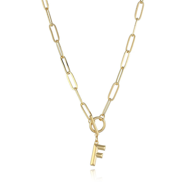 Colar de Letra Inicial com Corrente elos banhado a ouro 18K