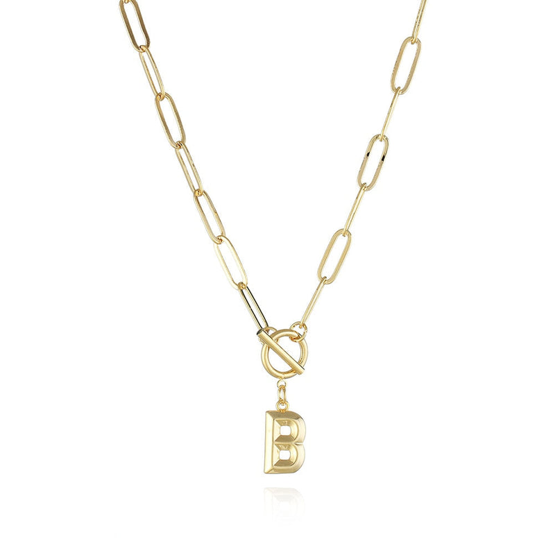 Colar de Letra Inicial com Corrente elos banhado a ouro 18K