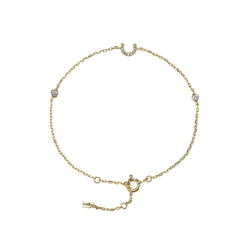 Pulseira com Letra em Zircônia em Prata 925 + Banho de Ouro 18k