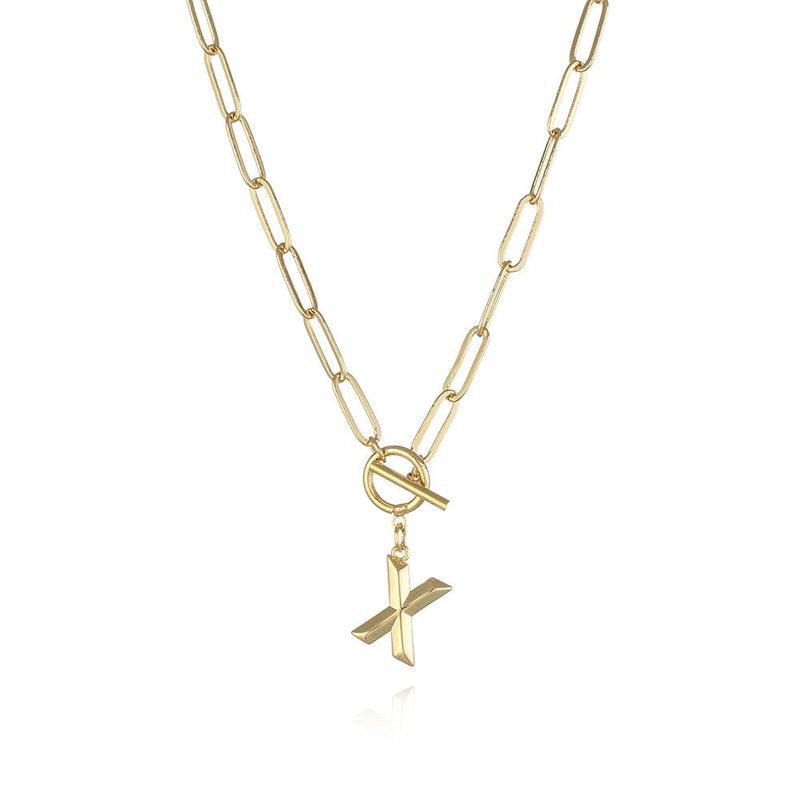 Colar de Letra Inicial com Corrente elos banhado a ouro 18K
