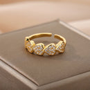 Anel Ajustável Dona com Corações em Zircônias