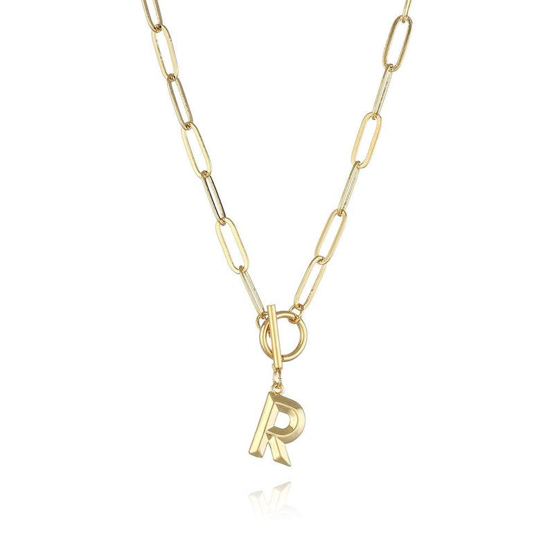 Colar de Letra Inicial com Corrente elos banhado a ouro 18K
