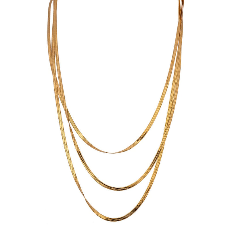 Colar Triplo Malha Banhado a Ouro 18K