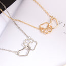 Colar coração e patinha entrelaçados Mãe de Pet