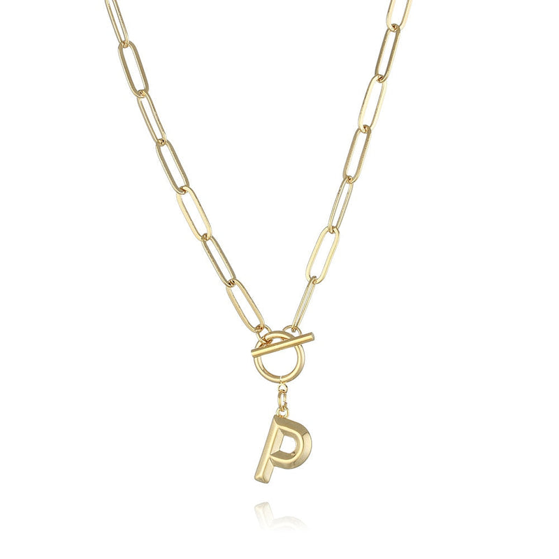 Colar de Letra Inicial com Corrente elos banhado a ouro 18K