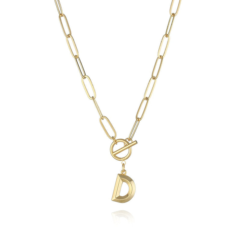 Colar de Letra Inicial com Corrente elos banhado a ouro 18K