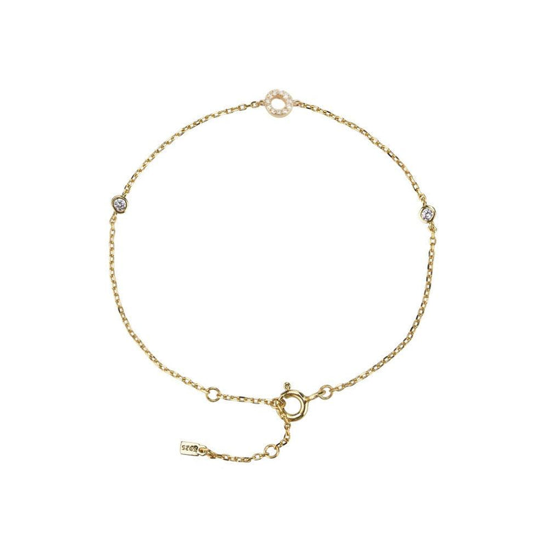 Pulseira com Letra em Zircônia em Prata 925 + Banho de Ouro 18k