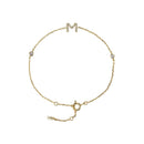 Pulseira com Letra em Zircônia em Prata 925 + Banho de Ouro 18k