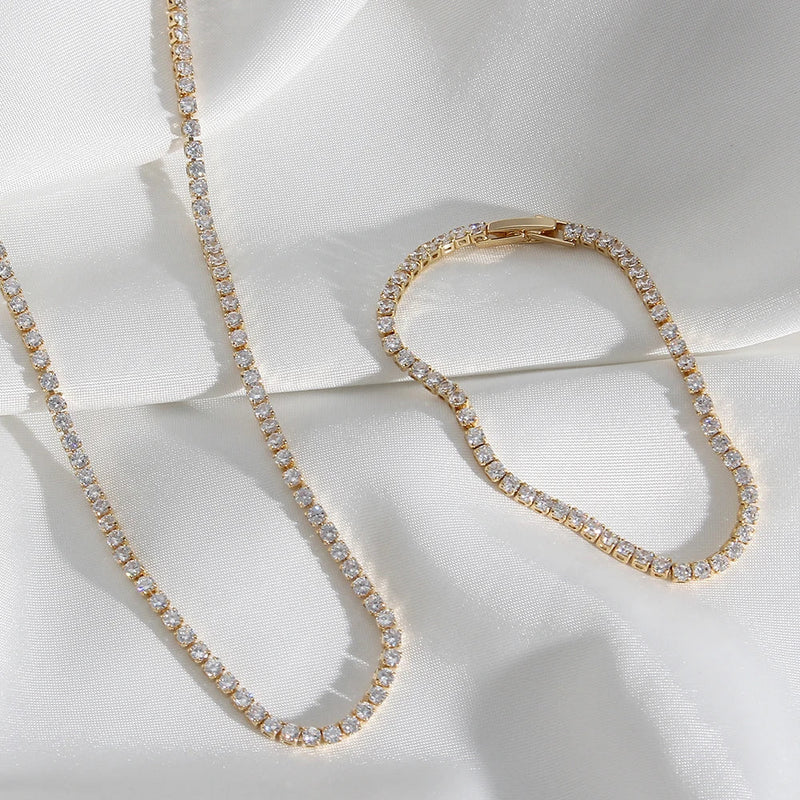 Pulseira Riviera com Zircônias Banhado a Ouro 14K