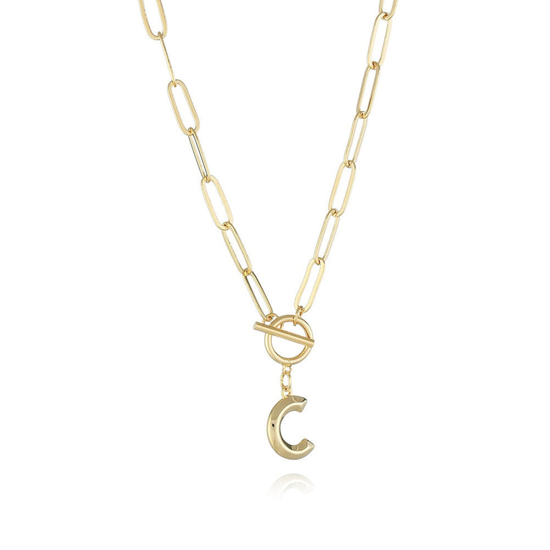 Colar de Letra Inicial com Corrente elos banhado a ouro 18K
