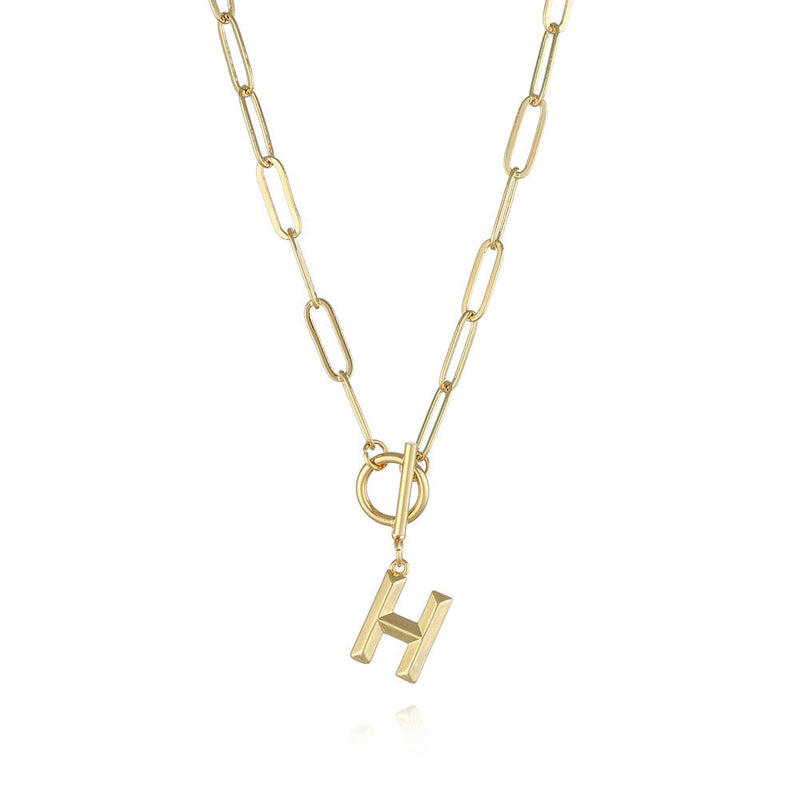 Colar de Letra Inicial com Corrente elos banhado a ouro 18K