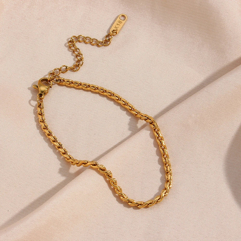 Pulseira Anelise Trama média Banhada a Ouro 18K