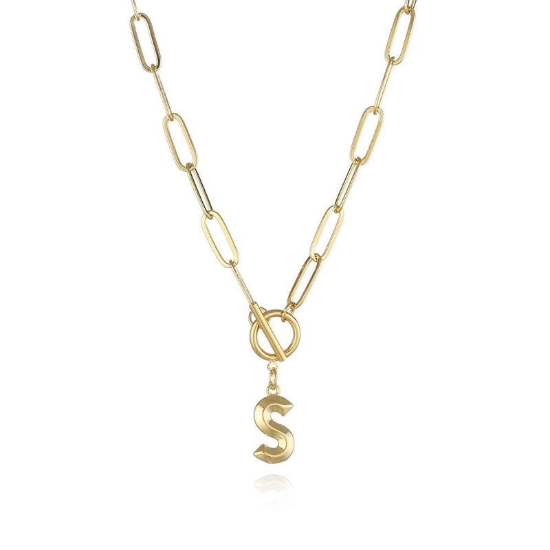 Colar de Letra Inicial com Corrente elos banhado a ouro 18K