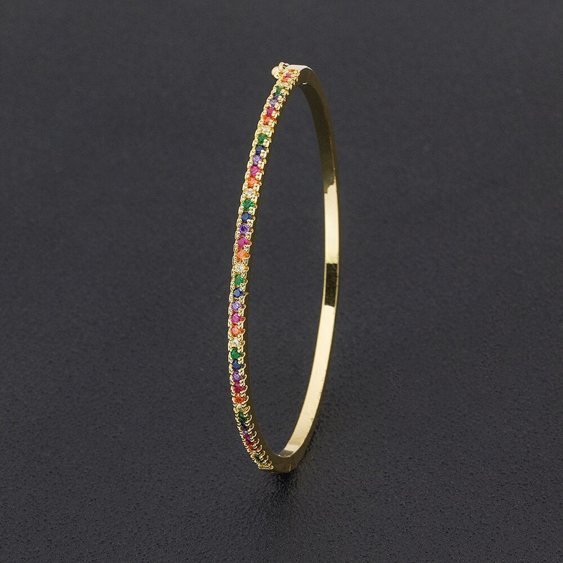 Pulseira Bracelete com Zircônias Coloridas