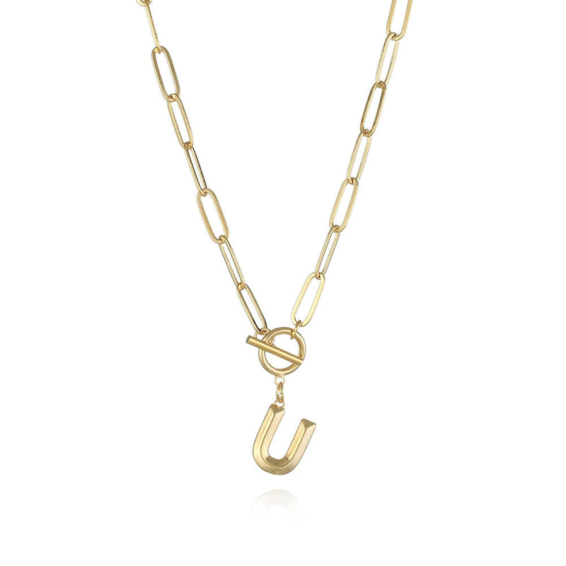 Colar de Letra Inicial com Corrente elos banhado a ouro 18K