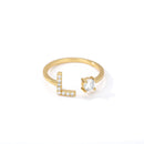 Anel Ajustável Letra Minimalista de A-Z com Zircônias