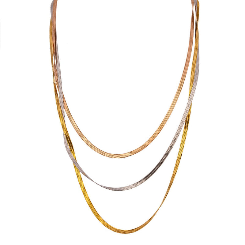 Colar Triplo Malha Banhado a Ouro 18K