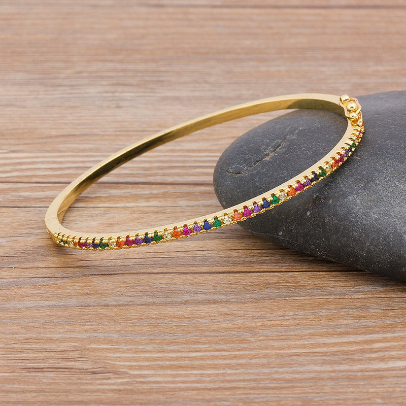 Pulseira Bracelete com Zircônias Coloridas