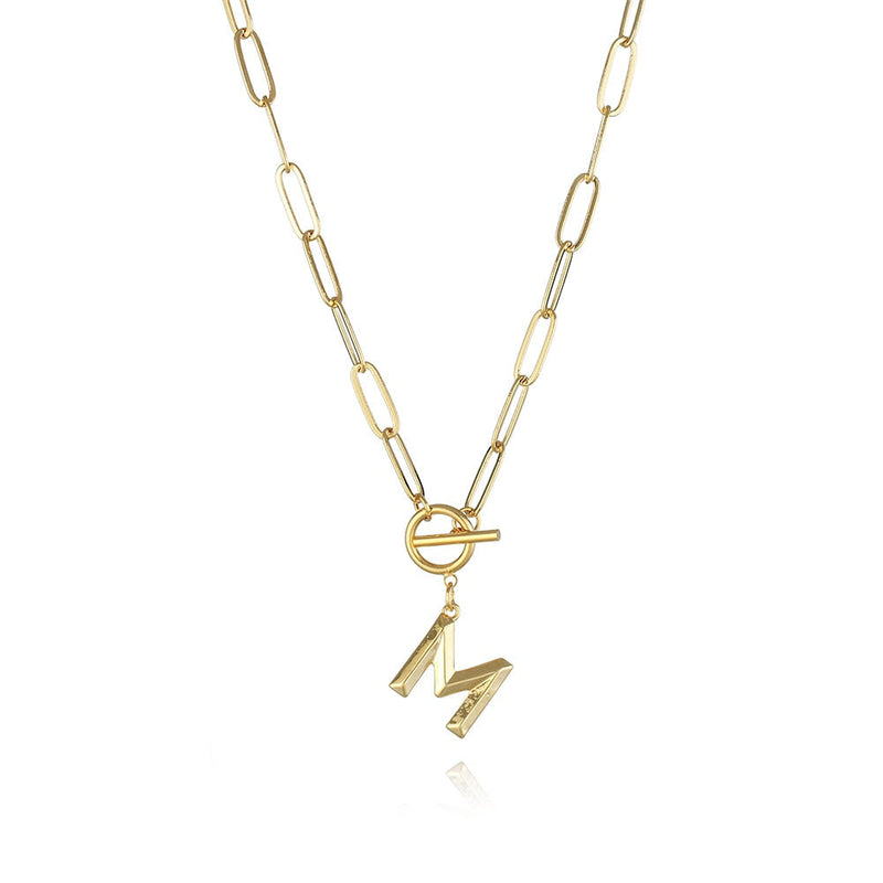 Colar de Letra Inicial com Corrente elos banhado a ouro 18K
