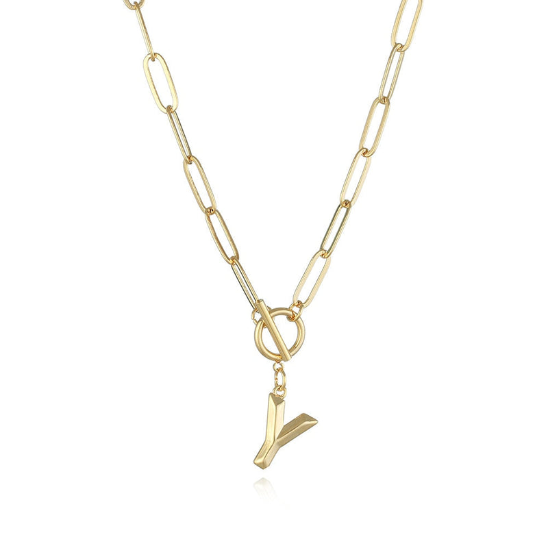 Colar de Letra Inicial com Corrente elos banhado a ouro 18K