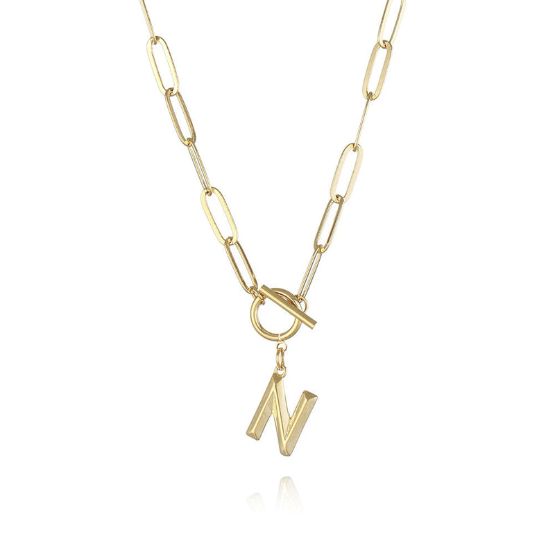 Colar de Letra Inicial com Corrente elos banhado a ouro 18K