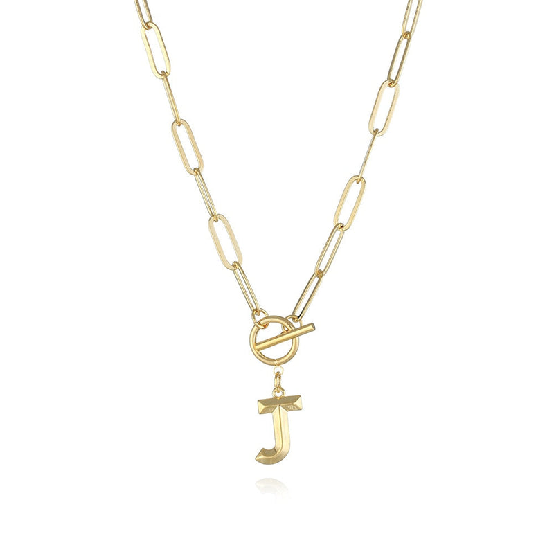 Colar de Letra Inicial com Corrente elos banhado a ouro 18K
