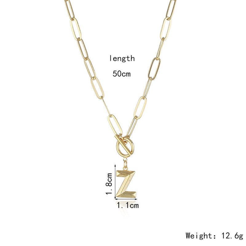 Colar de Letra Inicial com Corrente elos banhado a ouro 18K