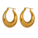 Brinco Argola Lisa Oval Banhado a Ouro 18K
