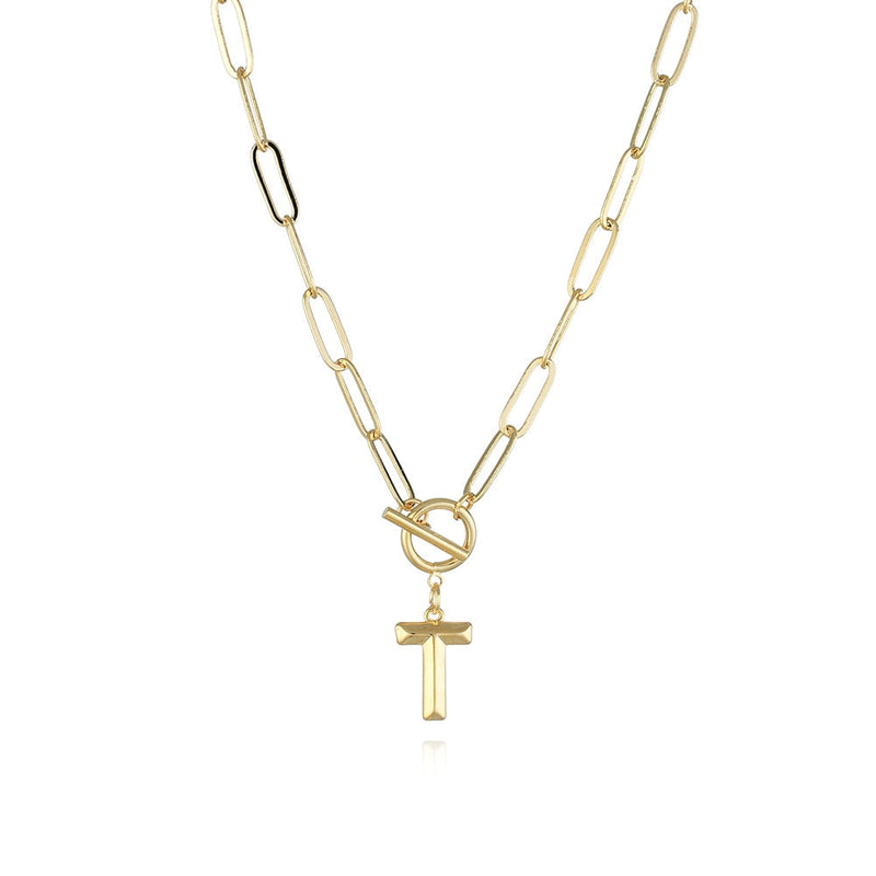 Colar de Letra Inicial com Corrente elos banhado a ouro 18K