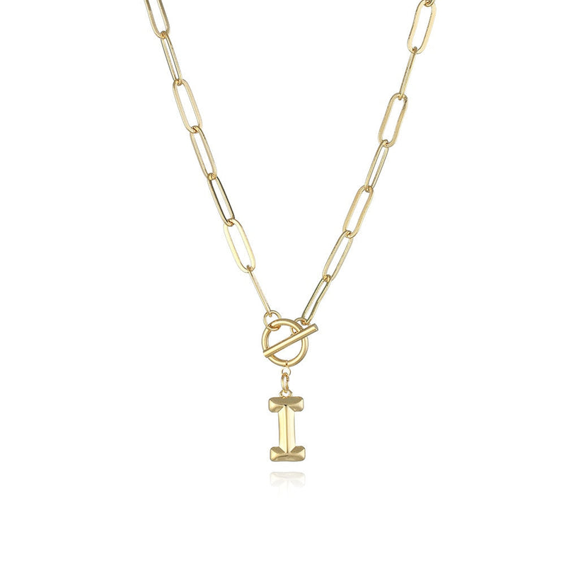 Colar de Letra Inicial com Corrente elos banhado a ouro 18K