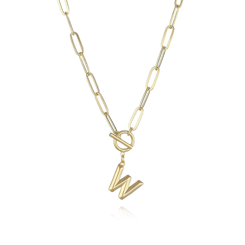 Colar de Letra Inicial com Corrente elos banhado a ouro 18K